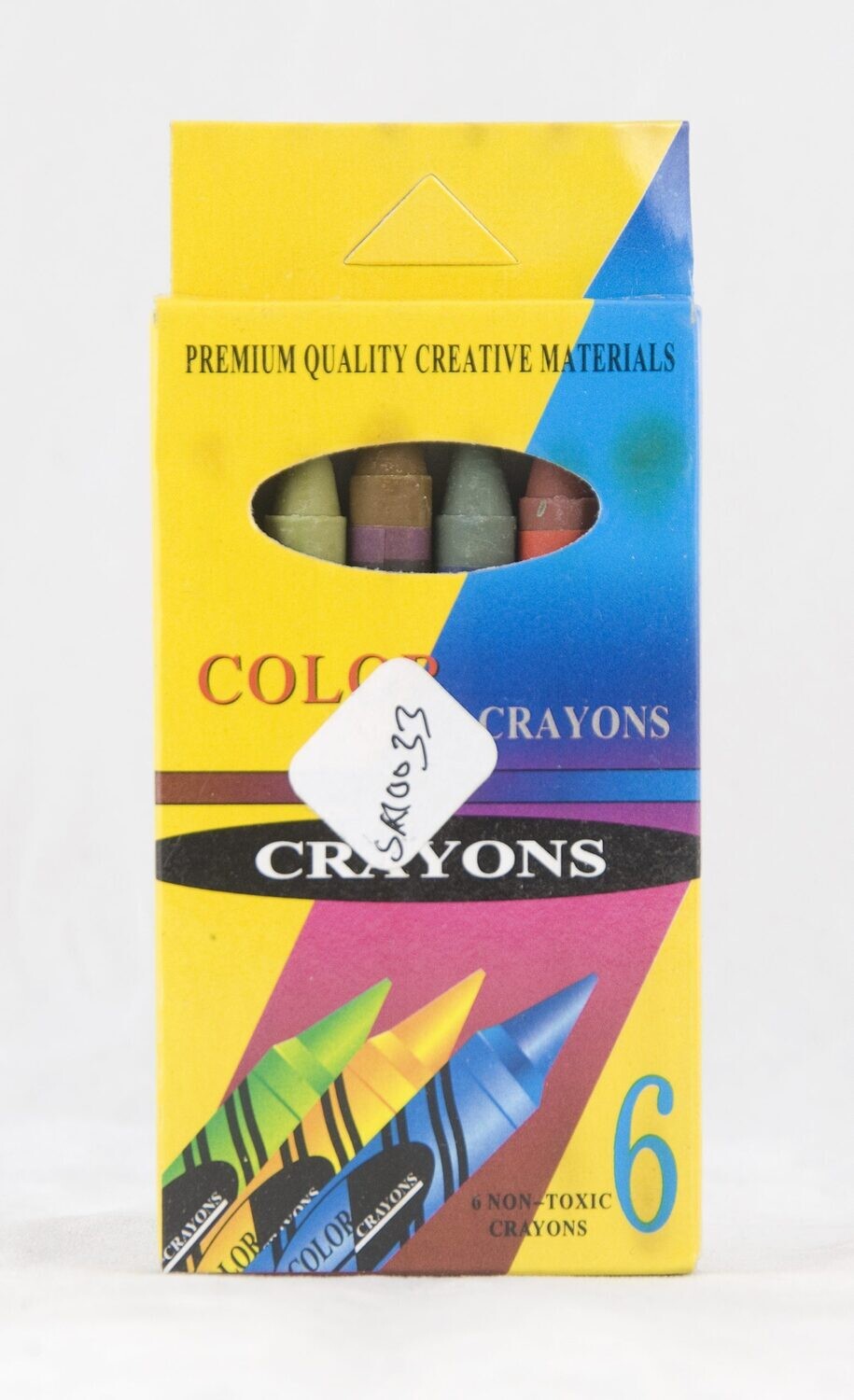 Crayons non toxic 6 colors packet 3&quot; SA10033