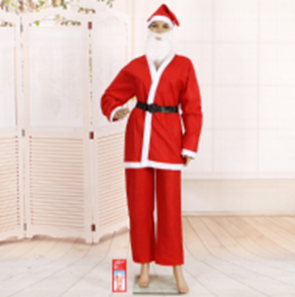 Adult Santa Suit Father Christmas Fancy Dress Costume Mens Xmas Outfit Includes Hat,Beard,Cloth, Trousers,Belt