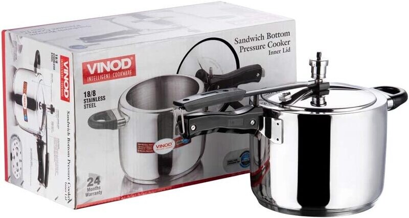 Vinod 5L Stainless Steel Inner Lid Sandwich Bottom Pressure Cooker, 5-Liter