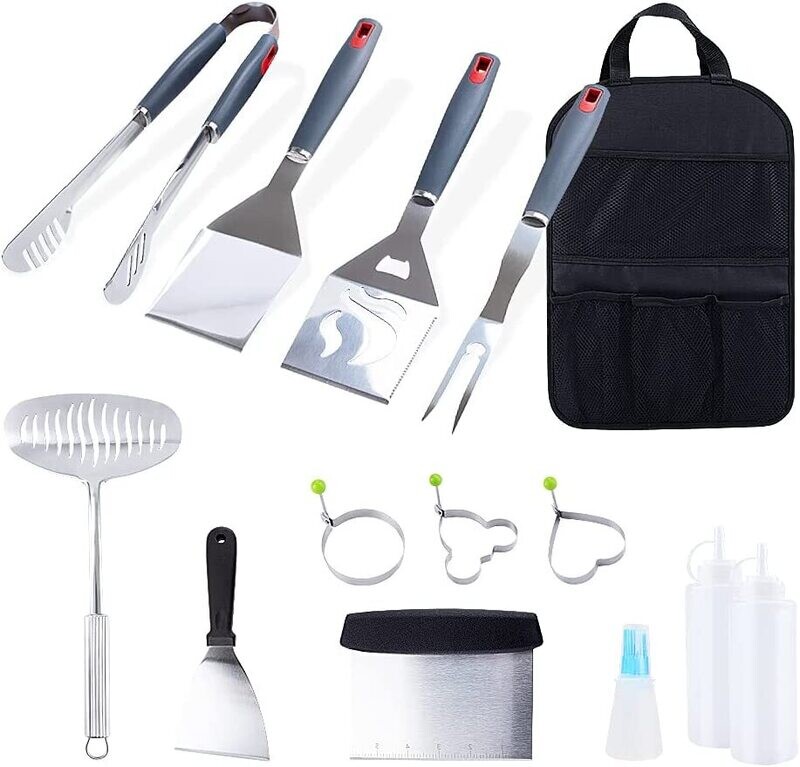 VALESKA Barbecue Accessories, 14-Pieces Stainless Steel Grill Accessories, Barbecut Tool Sets