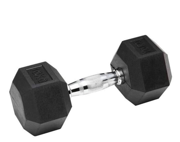 Black rubber hexagonal dumbbell 1pcs 10KG