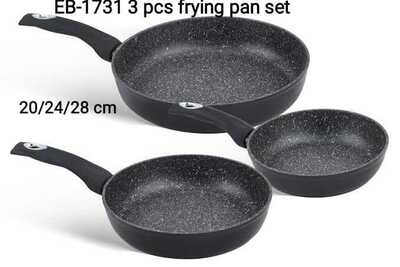 Edenberg 3 pcs deep fry pan set 20/24/28cm ceramic marble coated EB-1731 suitable for induction cookers