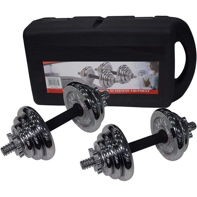 Generic 20KG Black Cast Iron Dumbbell Spinlock Set in a Case SC-80047