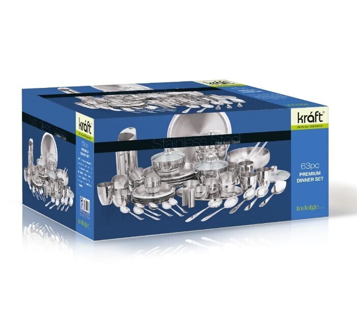 VINOD Kraft Premium stainless steel Dinner Set 63 PcS