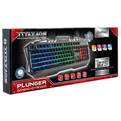 CLiPtec TITAZAOS USB LED Illuminated Plunger Gaming Keyboard (RGK775)