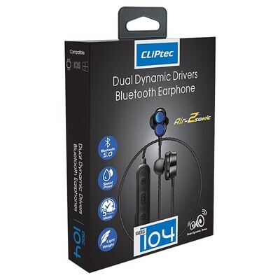 CLiPtec AIR-2SONIC Bluetooth 5.0 Dual Dynamic Drivers Bluetooth Stereo Earphone BBE104