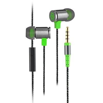 Cliptec Green FIRE-BULLET Music Gaming Stereo Wired In-Ear Earphone Headphones Earbuds Noise Isolation In-line Control w/ Micphone 3.5mm Audio Jack + 2 Set Extra Ear Sleeve +Hard Carrying Pouch BGE670