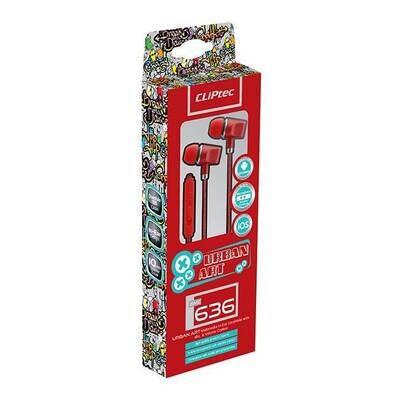 Cliptec Multimedia In-Ear Earphone With Mic & Volume Control (Urban Art)-Red CL-HST-BME636-