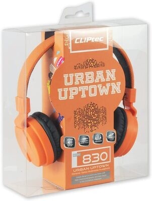 Cliptec Orange Urban Uptown Muisc Stereo Multimedia Wired Volume Control Headset Earphone On Ear Headphone w/ Micphone 3.5mm Audio Jack BMH830