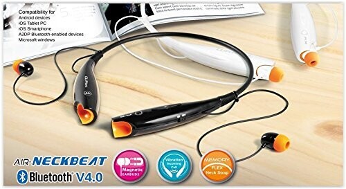 CLiPtec PBH320BK AIR-Neckbeat Bluetooth 4.0 Mobile Stereo Neckband Headset-Black