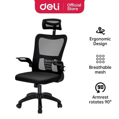DELI E4925 Functional mesh task high back chair with head rest