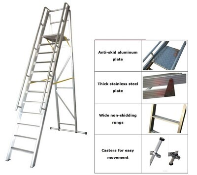 Sunpower Aluminium Folding Platform And Step Ladder, 2.5M Standing Height (Model RLAP-D-25)