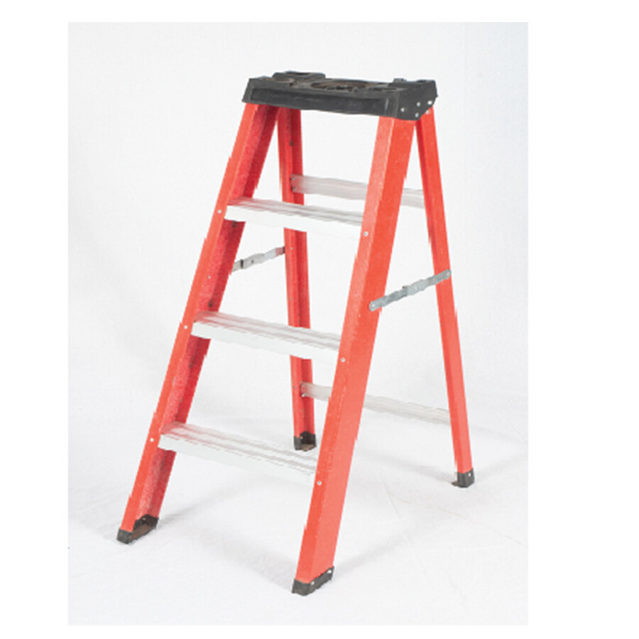 Sunpower Fiberglass Step Ladder With Aluminium Steps - 4 Steps Red M-08