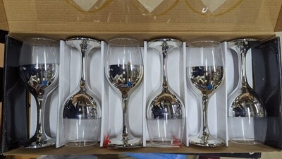 High-Grade Wine Glasses 6-Piece Gift Set - Silver Bottom - Gold/Silver, No. 6058