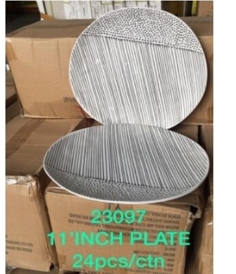Sundabests 11" grey pattern ceramic plate 3pcs