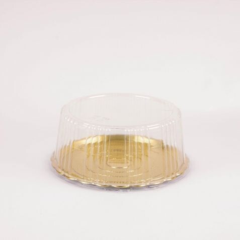 Super touch HD golden round cake container with clear plastic cover 26cm  STBP026
