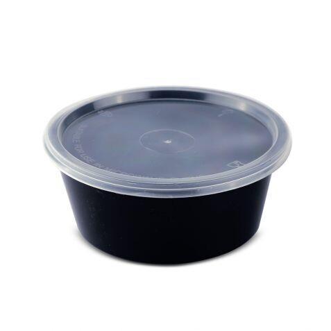 Super Touch black microwavable container round 480ml with clear PP lid 10pcs pack STPL176