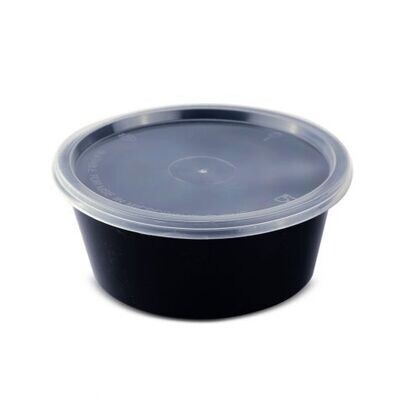 Super Touch Black Microwavable Container Round 360ml - 25pcs Pack with Clear PP Lid (STPL175) - Disposable Serveware