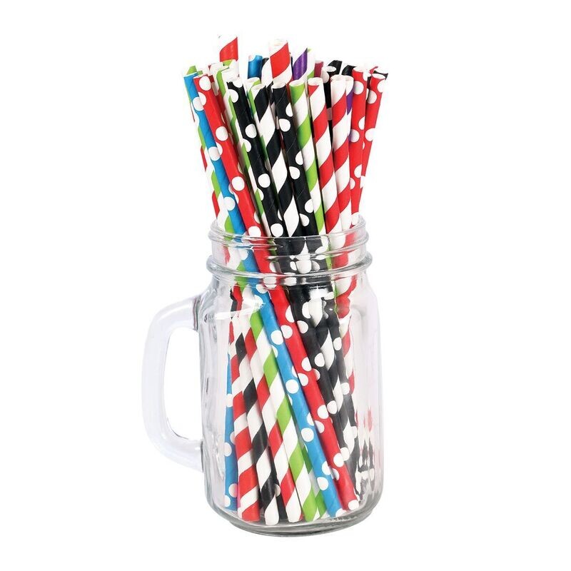 Super Touch retail paper straw mix of 8 colours  6X197mm pack of 25 pcs STPP098