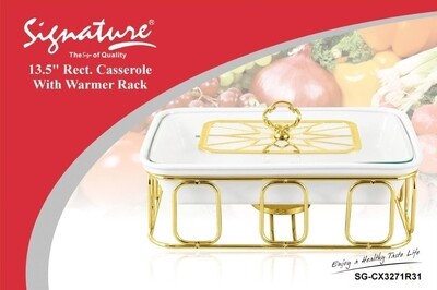 Signature 13.5" rectangular porcelain casserole with warmer set (2L) CX3271R31