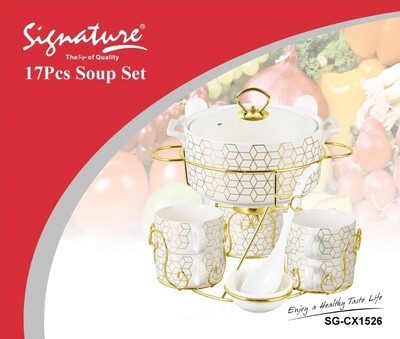 Signature 17pcs porcelain soup set. 6 soup bowls,6 soup spoons SG-CX1526