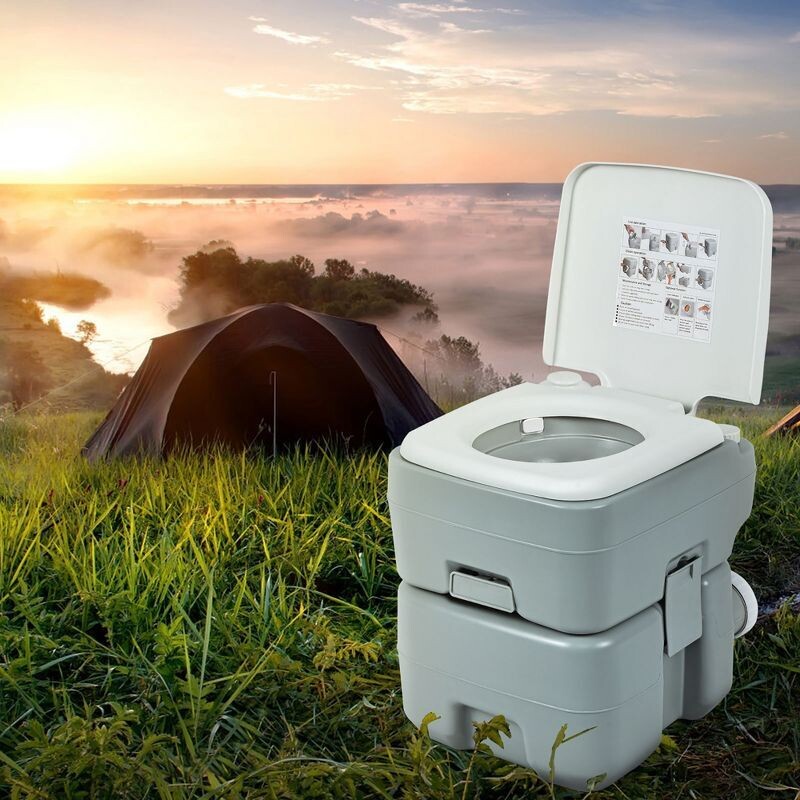 Portable Toilet Camping Toilet 20L with Piston Pump &amp; T-Type 3 Way Flush Nozzle, Level Indicator &amp; Air Release Button - Model 3020T