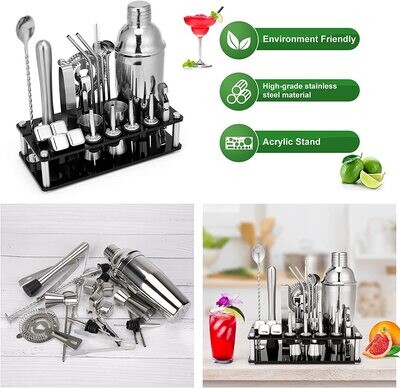 Complete Cocktail Shaker Set - 23-Piece Stainless Steel Bar Tools for Ultimate Mixologist