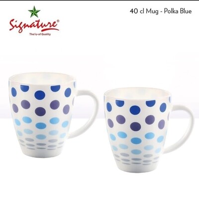 Signature mugs 40cl polka blue 6pcs set