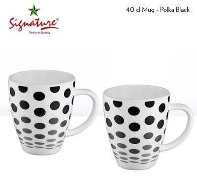 Signature 40cl mugs polka black 6pcs