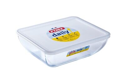 Rectangular Glass baking dish 3.5Ltrs Pyrex Daily roaster rectangular with white Lid 3943