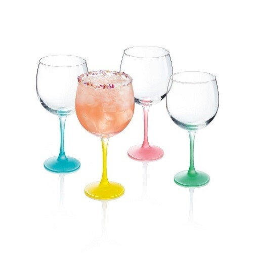Luminarc Techno Balloon Wine Glass 700ml Summer Pool Colored Stem | Large Capacity Wine Glass for Red, White, or Sparkling Wine
