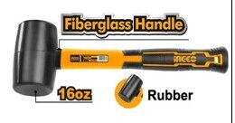 INGCO Rubber Hammer HRUH8216 - 16oz/450g with Unique Fiberglass Handle