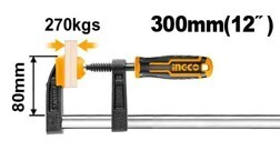 INGCO 80x300mm F Clamp with Plastic Handle HFC020802 - Heavy-Duty Clamping Solution