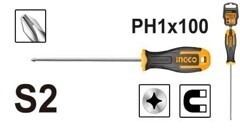 INGCO Phillips Screwdriver HS68PH1100 - PH1, 5.0mm Diameter, 100mm Length