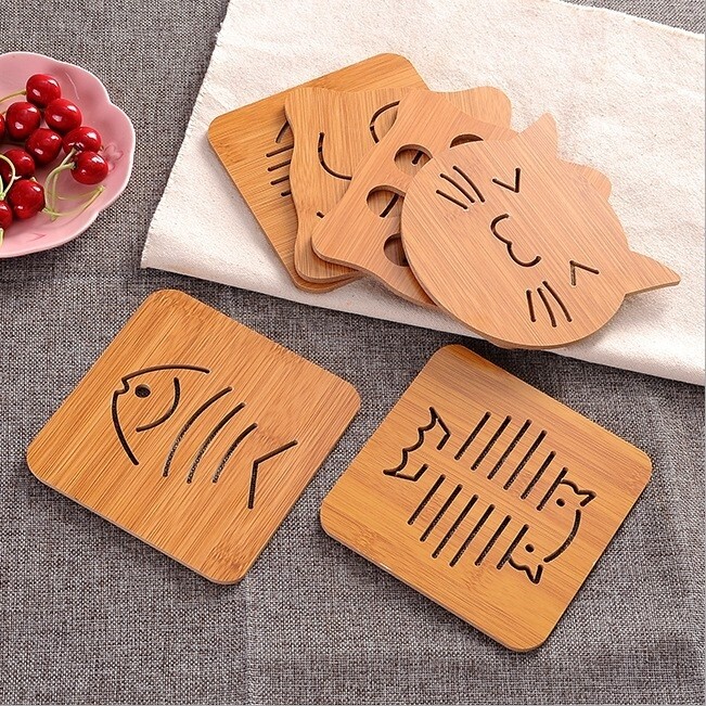 Bamboo pot coasters. Available in 6 shapes. price per piece)