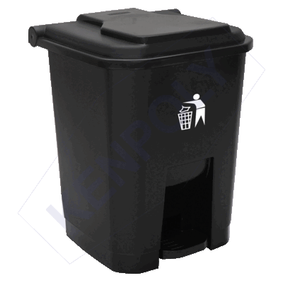 Kenpoly Large Plastic Dust Bin - 50L Pedal Bin Black