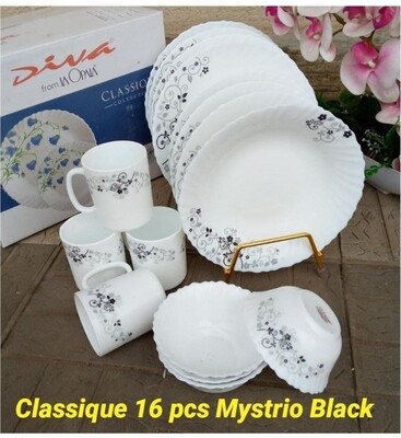 Diva Opal 16 pcs Classique Dinner set-Mystrio Black