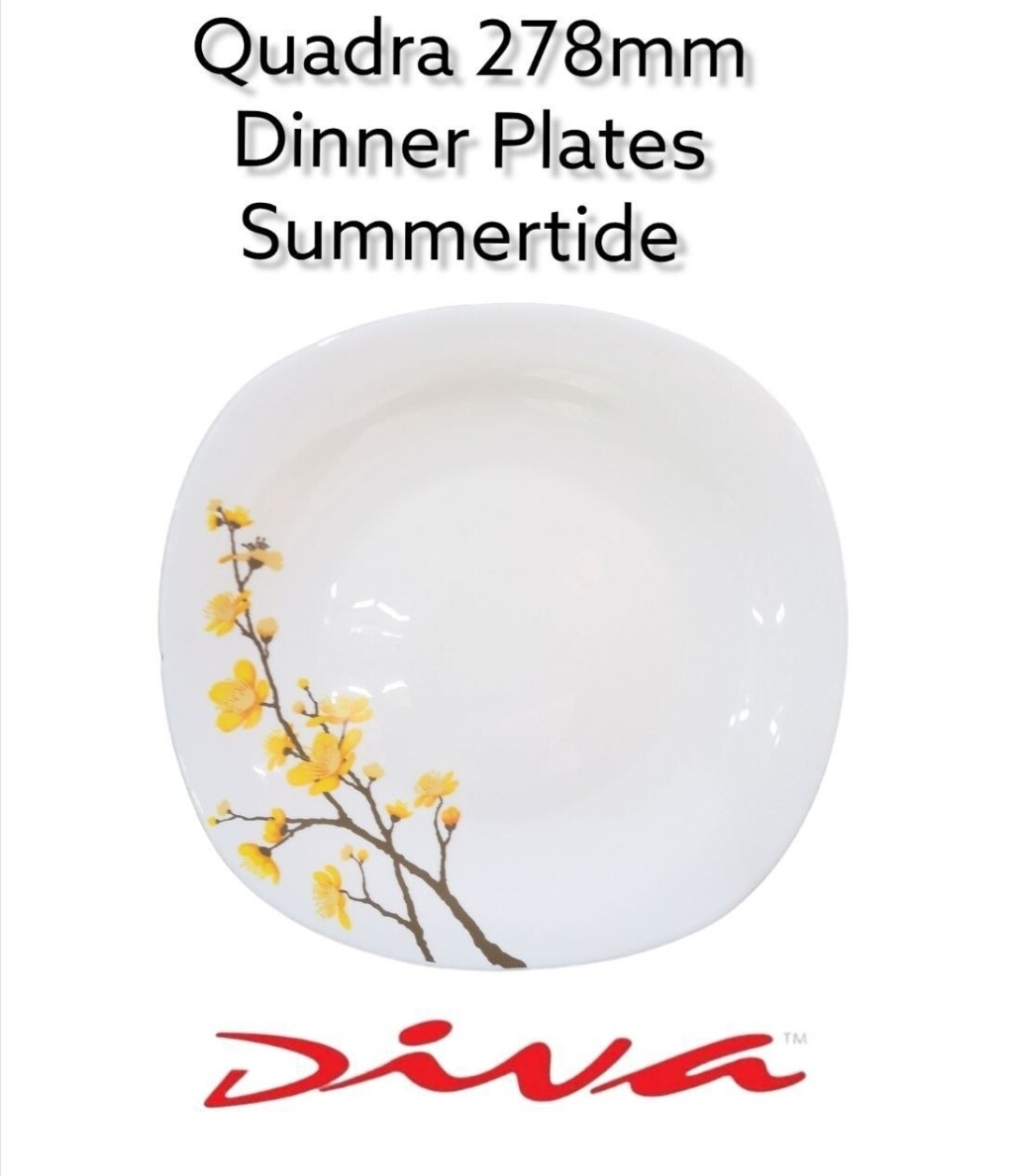 Diva 11" Quadra Square Dinner Plates Summertide 3pcs
