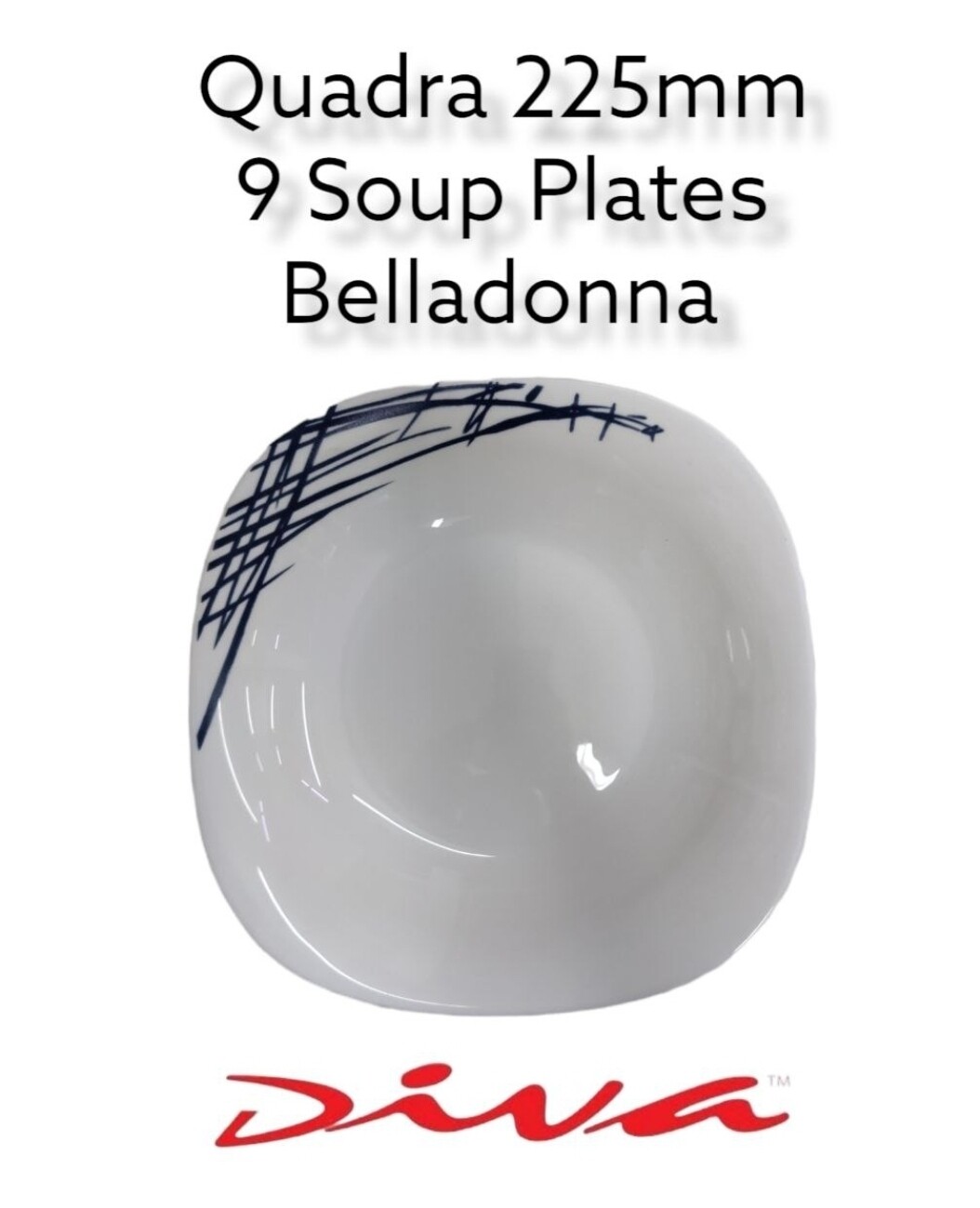 Diva 9 Quadra Square Soup Plates Belladonna 3pcs