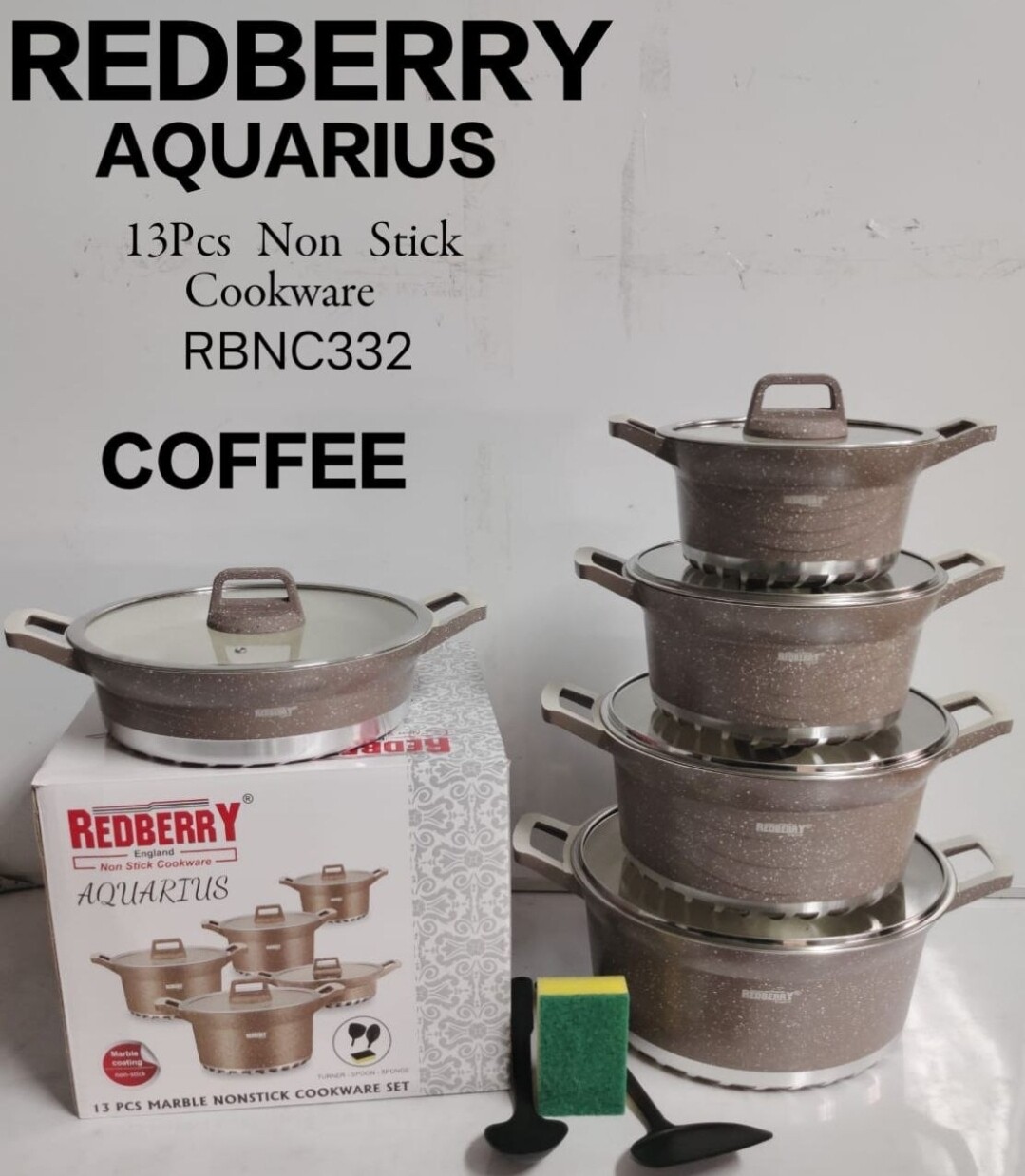 Redberry aquarious 13pcs cookware set COFFEE