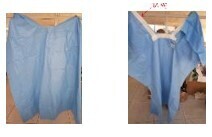 Patient drape pre theatre use easily removable secured by sticky patch at neck area