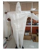 Secure white protective suit with good elastic wrist and ankle with zip and velcro tape for closing. laminated, so waterproof. Not including shoe cover DISP-COVERALL