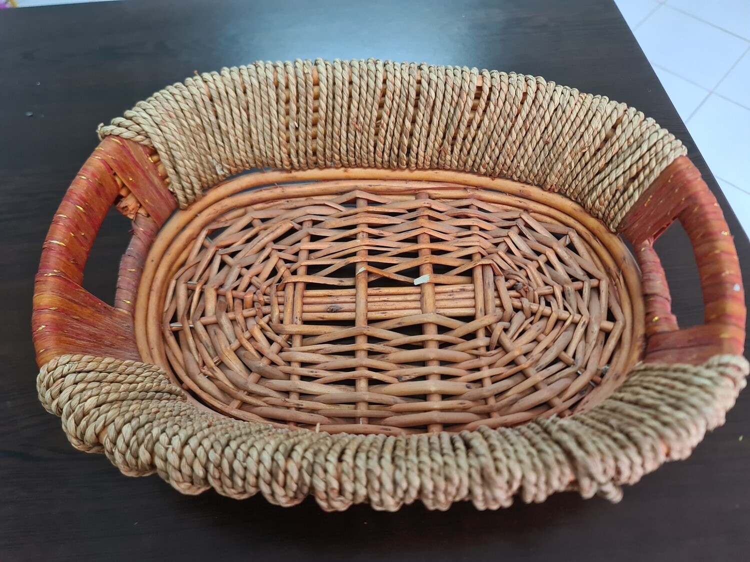 Bamboo fruit basket rectangular gift basket Size L34cmx25cmx9cm #CR386