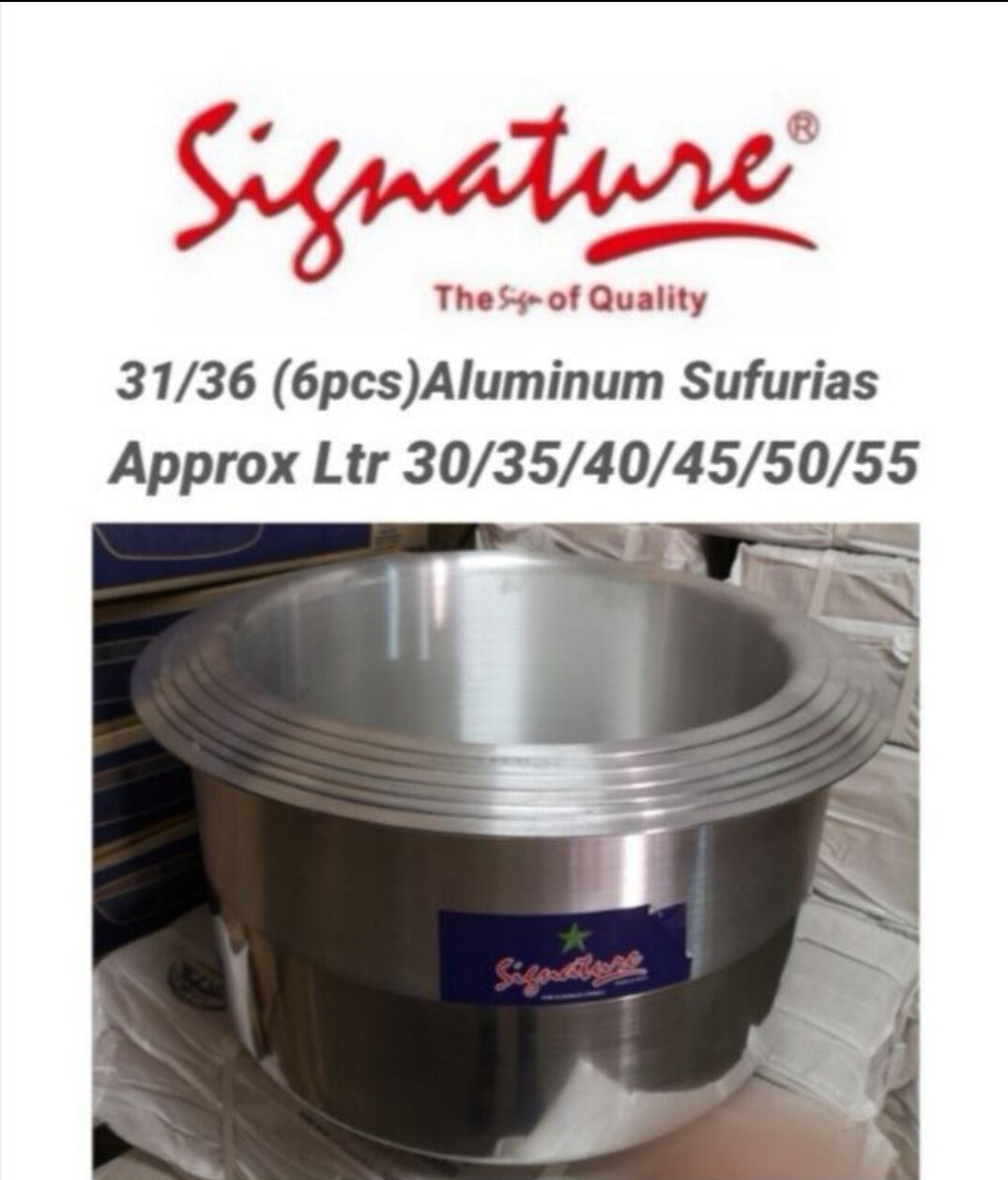 Signature cookware large aluminium kookibg pots 31/36 (6pcs) Aluminum Sufurias
