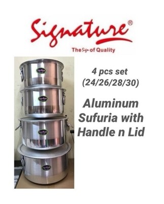 Signature Heavy Aluminum 4pcs Big Sufurias with Lid and Handles (24/26/28/30) - Your Community Cooking Pots