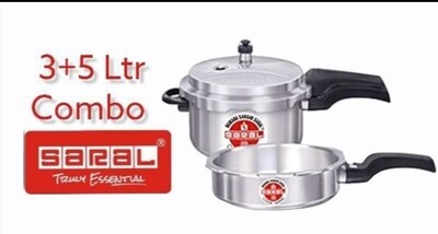 Saral Combo Set 5+3 Ltr Aluminum Pressure Cooker: Versatile Cooking Combo