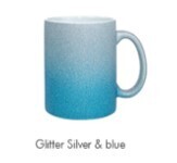 Sublimation Mug 11oz - Glitter Silver & Blue, Model SGBGM11-BS