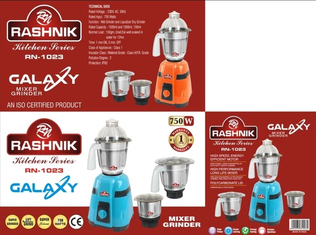 Rashnik Galaxy mixer grinder blender with stainless steel jars 750W