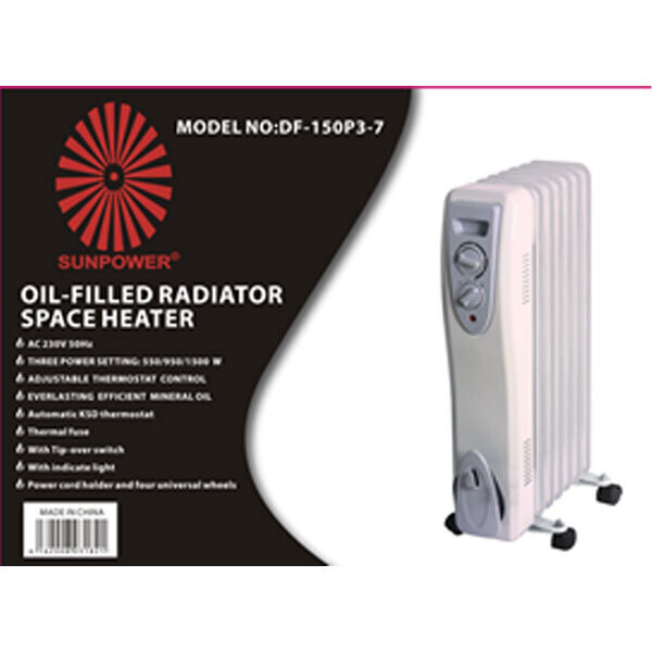 Sunpower heater oil radiator 3 power setting on wheel 1500w 7 Fins DF-150P3-7 /DF-150M6-7