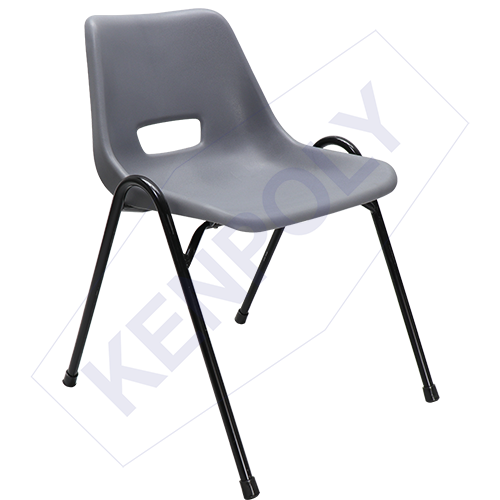 Kenpoly Stackable Chair with Metal Stand - Black/Silver | Ideal for Events, Home, Office, School